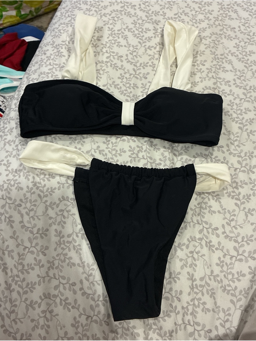 SHEIN Black Bikini with Cream Accents